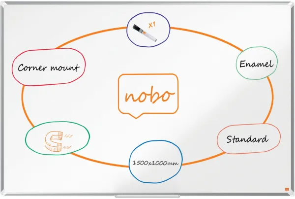 Nobo Premium Plus emailliertes Whiteboard 150x100cm weiß